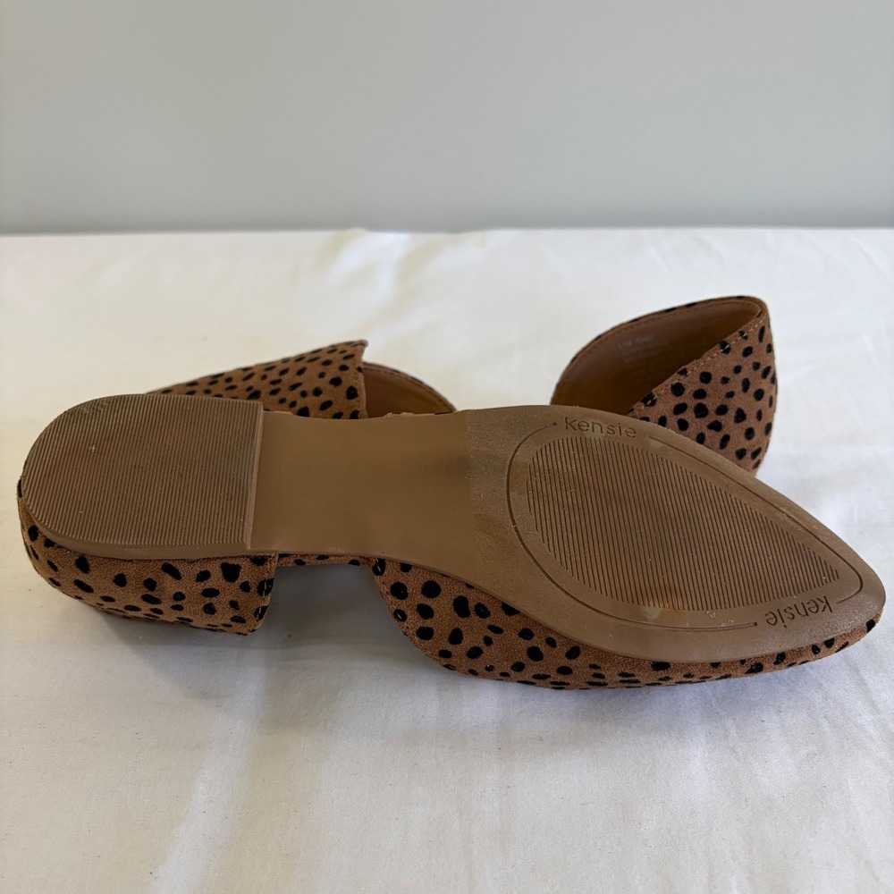 Kensie Gaby Leopard Cheetah Print d'Orsay Pointed Toe Flats Tan Black 6.5M - Picture 3 of 10